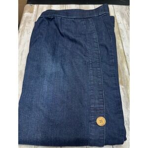 Soft Surroundings wide leg Denim Capris‎ Button Detail Women's Plus Size 3X